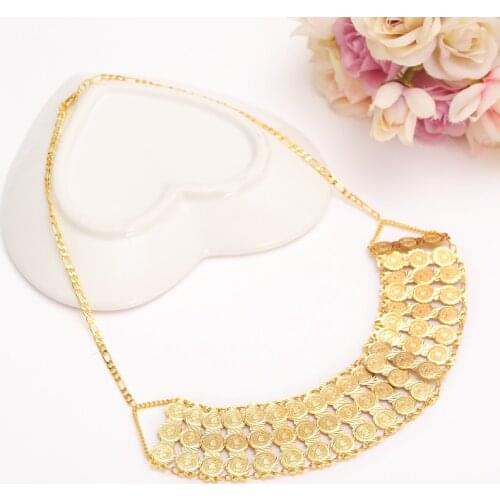 Bangrui Arab Vintage Coin Gold Color Necklaces for Women,Middle Eastern Jewelry Iraqi/Iranian/Arab Wedding kids girls Gifts