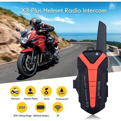 BOBLOV X3plus Helmet Wireless Walkie Talkie Intercom 2Way Radio Interphone Bike & Be compatible with other intercom