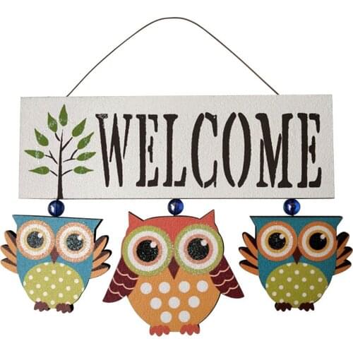 Owls Welcome Sign Wooden Hanging Welcome Door Sign For Porch Patio Wooden Front Door Décor Home Garden Decorative Wall Ornament