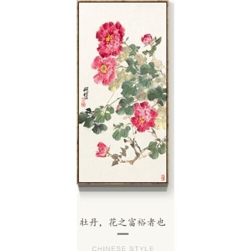 EECAMAIL Diamond Painting Full Drill Vertical Version Entrance Peony Modern Chinese Style Entrance Home Decor Hanging Pictures