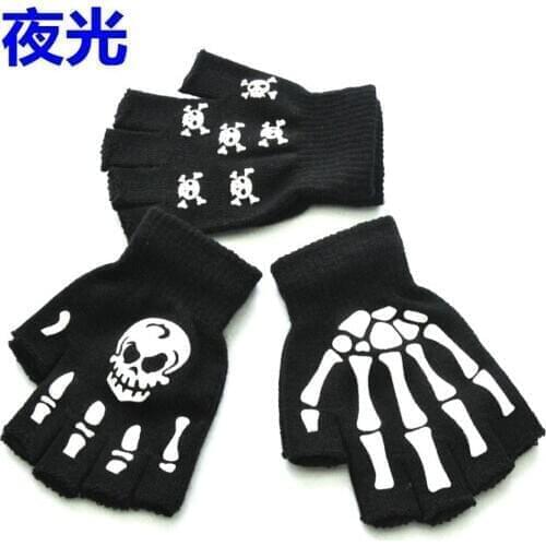 Fluorescence Riding Gloves Half finger Gloves Stage Performance Props Hand Shadow Dance Decorate Props Halloween Costumes