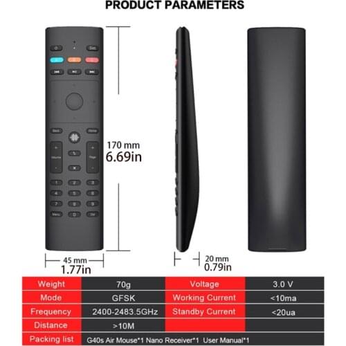 Y1AA G40S Strqua G40S 6 Axis Gyroscope IR Learning Air Remote Mouse for Android TV Box IPTV PC Pad ,Smart Remote Controller