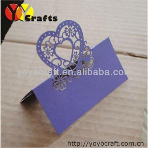 Hot sell various colors heart design laser cut wedding table playing card