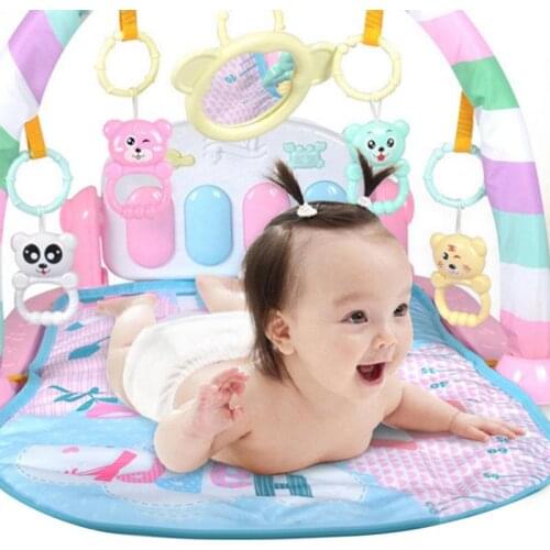 Kids Playmat Multi-functional Fitness Rack Pedal Piano Hanging Ring Bell Early Education Fun Puzzle Toy With Music And Lights