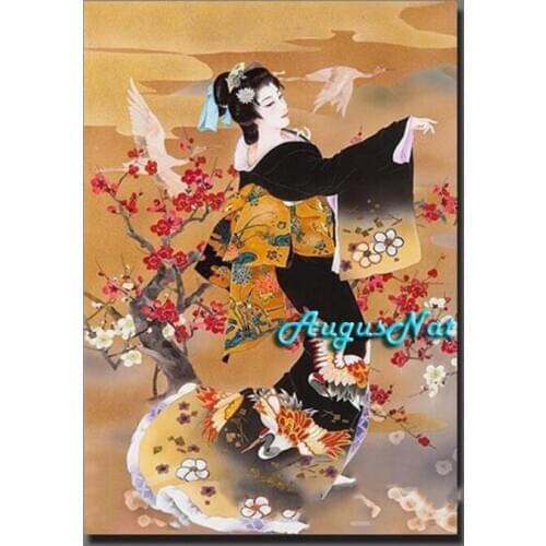 Beauty diamond painting full round japanese women wall art wedding decor laldy diamond embroidery needlework kit hand craft gift