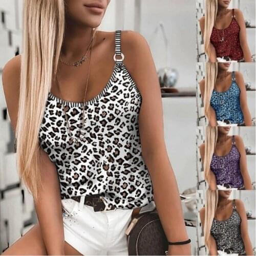 Kuelawear Leopard Camouflage Print Sexy Stretch Camisole Printing T-shirt Tank Top Women Sleeveless Shirt Cool Plus Size Top