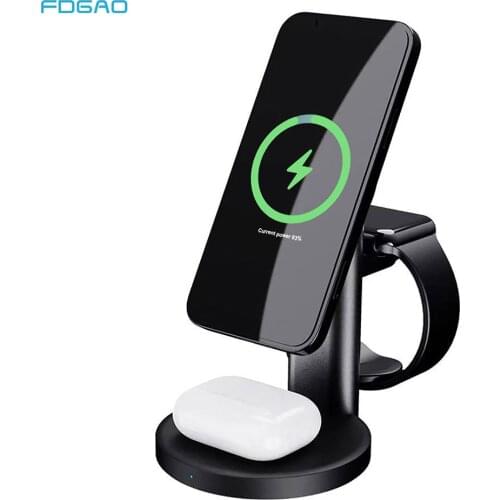 3 in 1 Magnetic Wireless Charger Stand for MagSafe iPhone 12 Pro Max/Mini/Airpods Pro/Apple Watch 6 5/515W Fast Charging Station