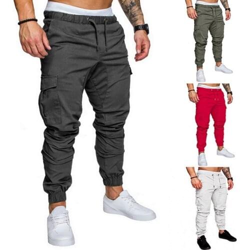 2021 Mens Cargo Casual Solid Multi-pocket Trousers Pants Plus Size Joggers Sweatpants Male Cool Sport Pants Dropshipping