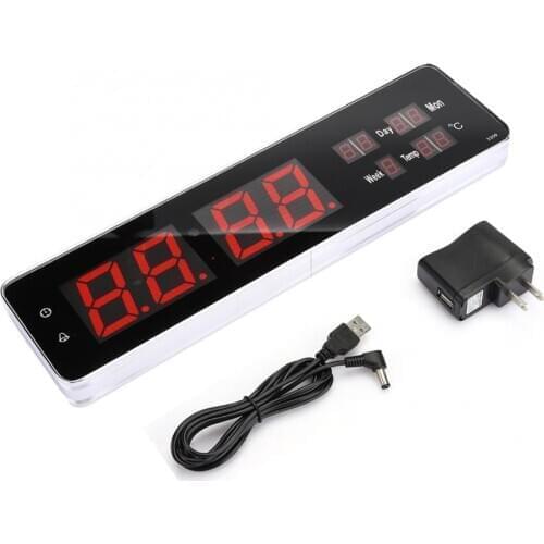 Wall Clock LED Large Perpetual Calendar Digit Desk Wall Clock for Bedroom Living Room US Plug 110-240V Digital Clock