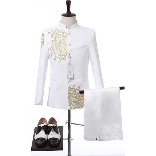 2021 New Arrival Mens Gold Lace Appliques Fit Groom Suit For Man Latest Men Wedding Suits Terno Masculino Custom Made