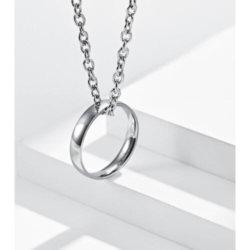 2021 New Arrival Simple Circle Ring Pendant Necklaces Long Link Chain Pendant Necklaces Stainless Steel Unisex Women Man Street