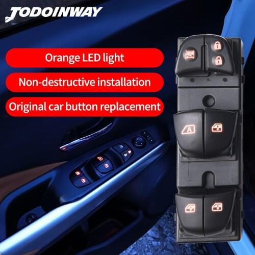 For Nissan X-Trail T32 2017 Orange LED Light Car Automatic Master Switch Power Windows Control Button Auto Electric Glass Lifter
