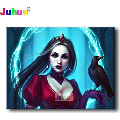 5D Full Square Diamond Embroidery Gothic Crow Lady DIY Diamond Painting Vampire Girl Picture Of Rhinestone Mosaic Cross Stitch
