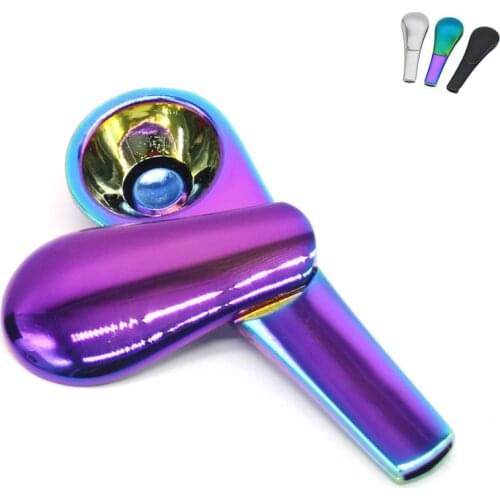 Portable spoon Tobacco Herb Smoking Pipes Metal alloy hand mini 95mm long Cigarette accessories Narguile Random
