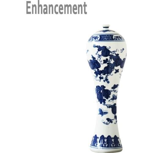 Jingdezhen Blue and White Porcelain Vases Tall and Slender Meiping Flower Ceramic Vase Antique Study Room Decoration Vases