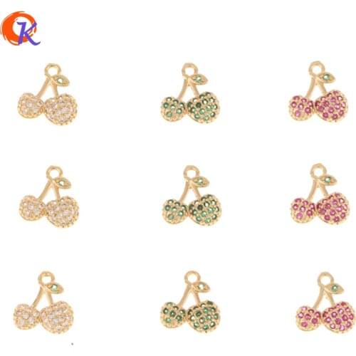 Cordial Design 50Pcs 9*10MM Jewelry Accessories/Hand Made/Rhinestone Pendant/Cherry Shape/Earrings Findings/DIY Making/CZ Charms