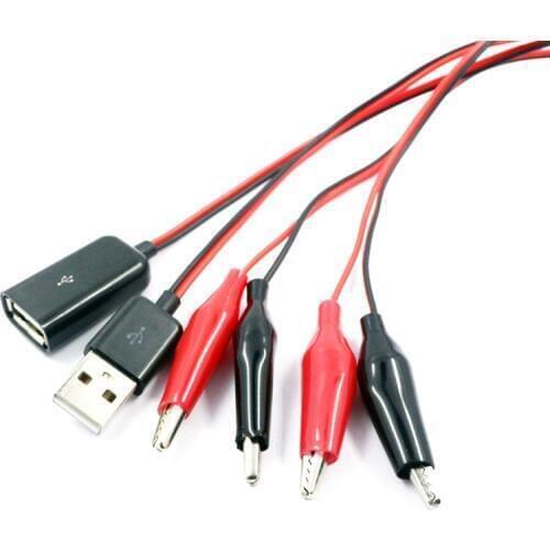 1Pc USB 2.0 Male Female Alligator Clips Crocodile Wire USB Tester Detector DC Voltmeter Ammeter Capacity Power Supply Cable