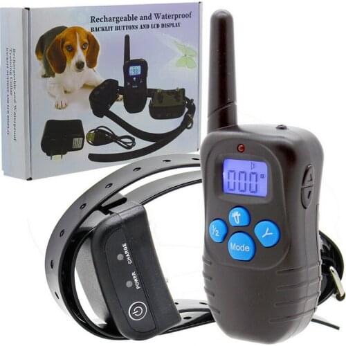 Waterproof and Rechargeable Remote Pet Dog Training Collar with LCD Display 330 Yards Blue Backlight 100g2280