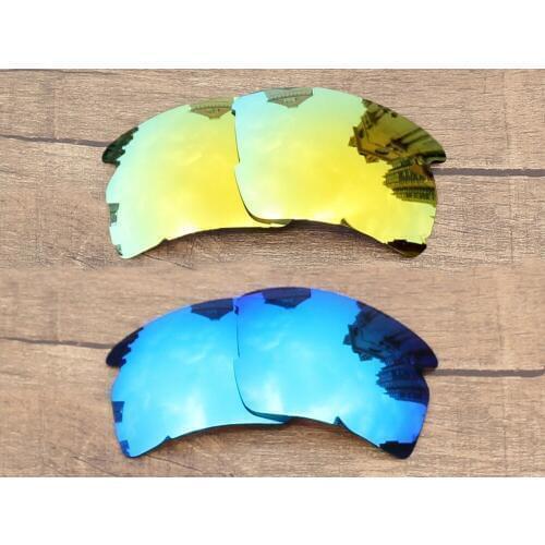 Vonxyz 2 Pairs Ice Mirror & 24K Mirror Polycarbonate Replacement Lenses for-Oakley Flak 2.0 XL Frame
