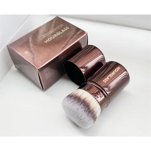 Retractable Kabuki Makeup Brush - Dense Synthetic Hair Short Travel-Sized Foundation Powder Contour Beauty Cosmetics Tools