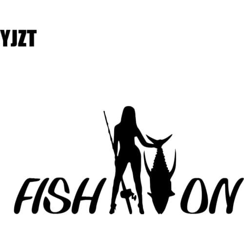 YJZT 18.4*8.7CM Fish On Sexy Girl Black/Silver Fashion Design Vinyl Decals Covering The Body Good Quality C20-0326