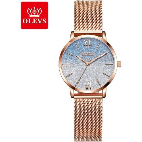 OLEVS 6893 Women Watches Fashion Starry sky Dial Ladies Quartz Wristwatches Elegant Dress Stainless Steel Lady Waterproof Watch