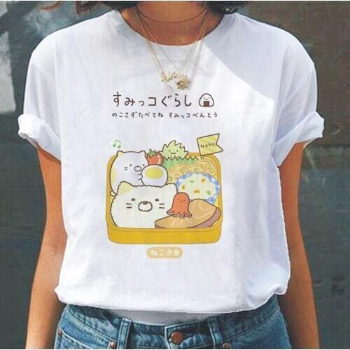 Hot Sales Kawaii Cartoon Cute Sumikko Gurashi Graphic Printed Tops Women Casual T-shirt Female Tee Girls Summer Fashion T-shirts