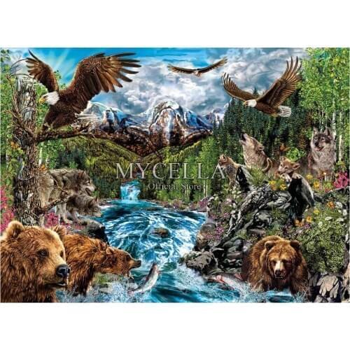 Animals 5D DIY Diamond Painting River Of Life & Landscape Diamond Embroidery Stitch Full Rhinestone Mosaic Decor Christmas Gift