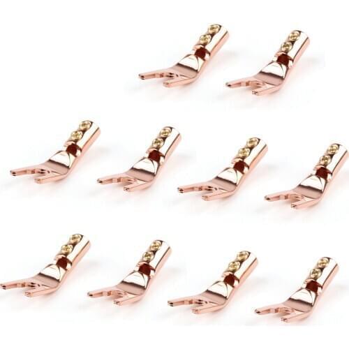 Areyourshop 10 Pcs Red Copper Speaker Cable Spade Connector Terminal Plug Connector Wholesale Connector