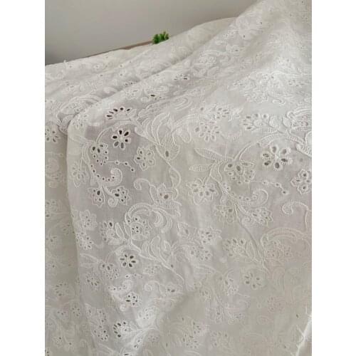 3 yards Cotton Eyelet Lace Fabric With Guipure Embroidery Off White Cotton Guipure Lace Fabric, 2021 new arrival