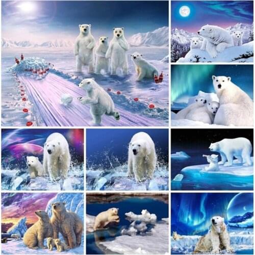 Diamond Painting Polar Bear Diamond Embroidery Animal 5D DIY Full Square Round Picture Mosaic Rhinestone Home Decoration Art