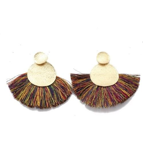 Beadsland colorful short tassel fan earring 2017 fashion bohemia chic women tassel earring high quality women gift