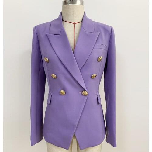 Free Shipping Taro Purple Blazers For Women Elegant Stylish Designer Fashion Office Lady Business Formal Double Breasted Blazer