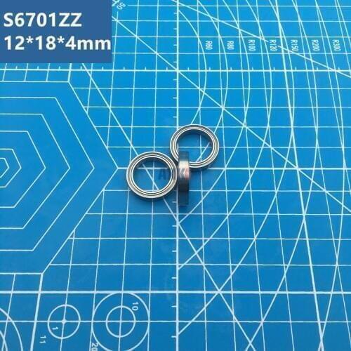Free Shipping 10pcs ABEC-5 S6701ZZ bearing (12*18*4 mm) S6701-2Z ultra-thin stainless steel deep groove ball bearing S61701 Z