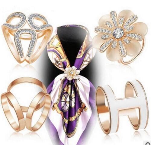 Retro Hollow Owl Tube Silk Scarf Buckle Clips Crystal Shawl Scarf Brooch Pin Wedding Dress Pearls Brooches Womens gifts Jewelry