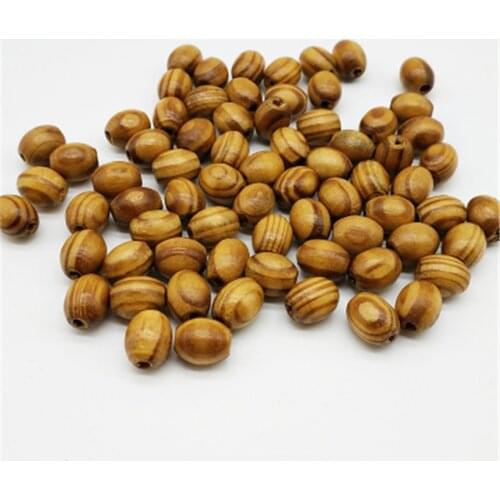 DIY Natural Wood Beads Loose Oval Shape Pine Tree Wooden Stripe Beads Spacer Beads Bracelet Jewelry Making 10*8mm 200Pcs/Set