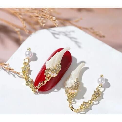 5pcs Angel Wings chain zircon alloy nail art decoration wing pendant nail accessories nail art supplies nail art zircon drill