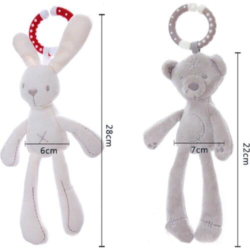 Crib Stroller Toy Rabbit Bunny Bear Soft Plushed Infant Doll Stuff Pram Kid Animal Hanging Ring Baby Rattle Toys for Girls