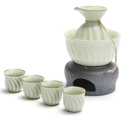 Porcelain Wine Set Set Liquor Divider Set of Gift Box Ru Ware Boiling Wine Pot Heated Wine Pot Liquor Wine-Heating Pot Sake Set