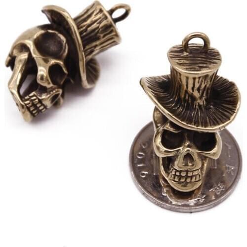 Hat Skull 42 * 20MM Brass Knife Beads Hangs Pendant Rope Copper Knife Fall Rope Outdoors Knife EDC Knife Pendant Brass