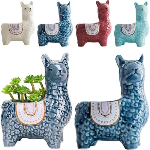 HOT Unique Animal Succulent Planter Pots Cute Alpaca Succulent Pots Home Decor for Mini Succulent Plants NDS