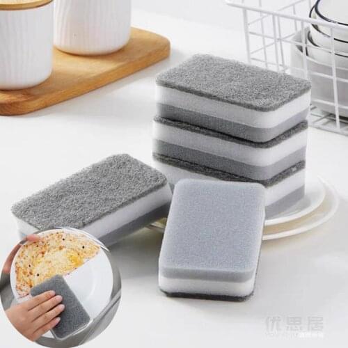 2pcs Sponge Eraser Kitchen Duster Wipes Home Clean Accessory Microfiber Dish Cleaning Scouring Pad Kitchen Cleaning Tools