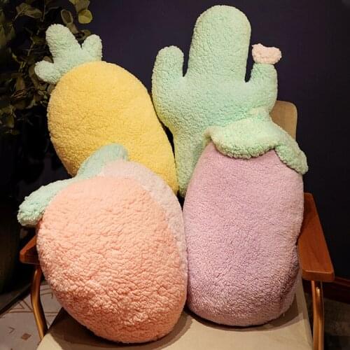 Cotton Velvet Cartoon Fruit Peach Pineapple Strawberry Plant Cactus Plush Stuffed Toy Pillow Home Decor Gift Sofa Pillow Cushion