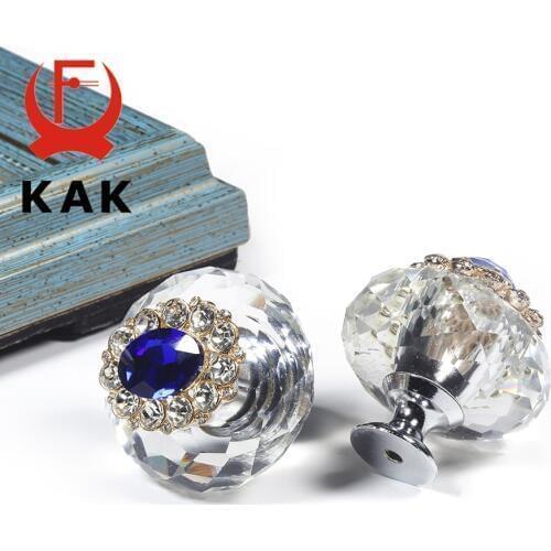 KAK Crystal Furniture Knobs Cabinet Handles Colorful Fashion Dresser Pulls Drawer Knobs Kitchen Handles Furniture Hardware