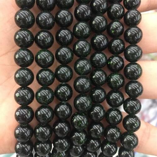 Factory Price 6MM 8MM 10MM Natural Stone Dark Green SandStone Sand Round Beads for Gem Jewellery Bracelet Necklace Making DIY