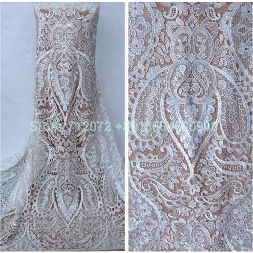 La Belleza Off white/black hollow embroidered wedding/evening dress/ clothing lace fabric 1 yard
