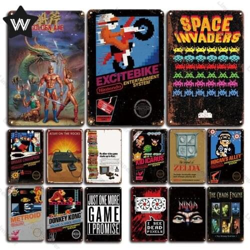 Video Game Metal Tin Sign Vintage Wall Stickers Metal Plaque Shabby Style Tinplate Metal Sign Retro Style Metal Poster for Decor