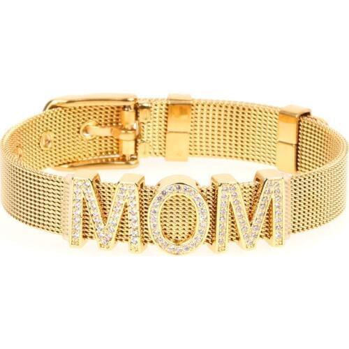 Fashion High Quality Letter Women Bracelet Stainless Steel Watchband Bracelets MOM Birthday Gift Wholesale / Drop Shipping