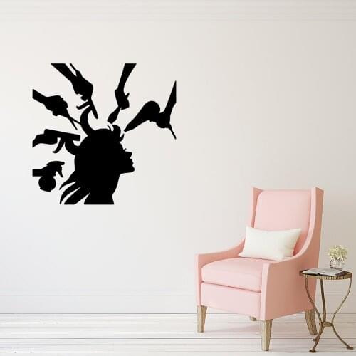 Cartoon Beauty salon Wall Art Decal Decoration Fashion Sticker For Kids Rooms Diy Home Decoration Decoration Accessories Murals