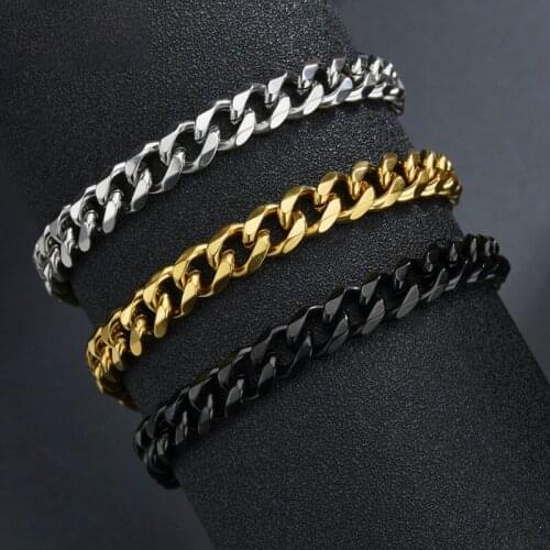 Fashion Chain Bracelet For Men and Women Punk Hip Hop Style Curb Cuban Bracelets Stainless Steel 3/5/7mm Width Jewelry Gifts